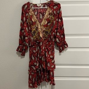 Red paisley dress